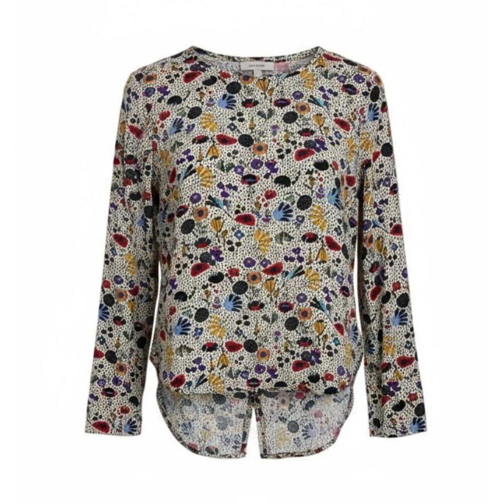 H&M Colorful Floral Back Button Down Long Sleeve Blouse Multicolor Size 2
